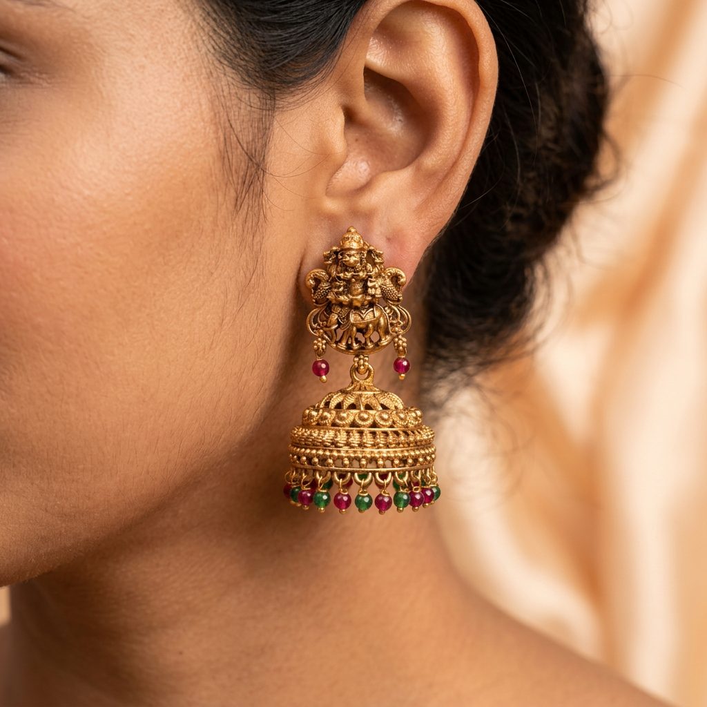 Lakshmi Elephant Jhumka Earrings — photo 3