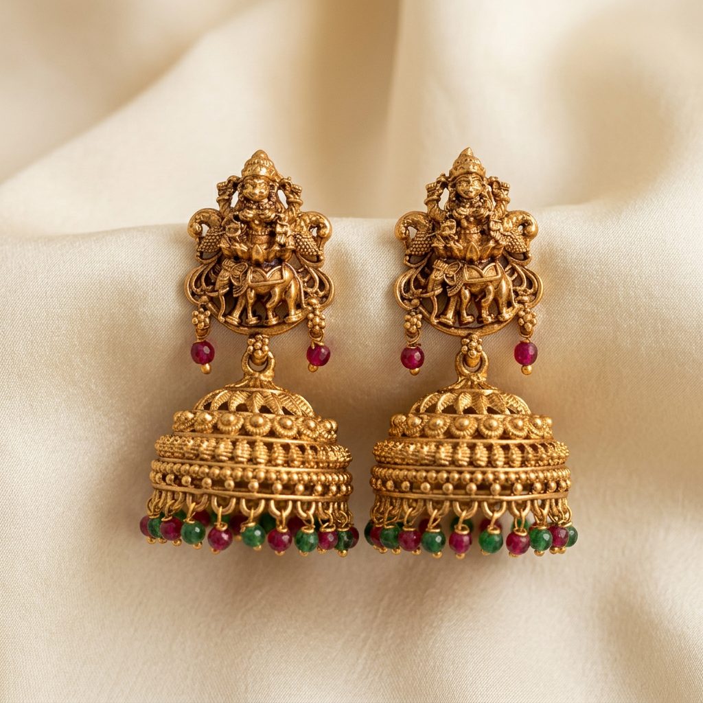 Lakshmi Elephant Jhumka Earrings